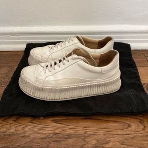 Jil Sander Platform Sneakers White Leather